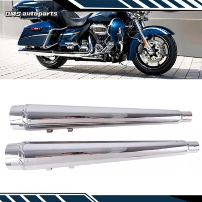 4" Chrome Megaphone Slip-On Mufflers Exhaust Pipe For Harley Ultra Classic 95-16 Foto 1 de 4