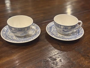 GIEN France Blu Fiori e Uccellini OISEAU BLEU Tazza e Piattino - Set di 2 - Foto 1 di 5