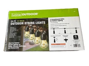 LUMINAR OUTDOOR 24' 12-Bulb Outdoor String Lights, Black - Picture 1 of 2