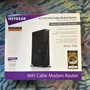 NETGEAR AC1750 C6300 Black Wireless Dual Band WiFi Gigabit Cable Modem Router - Picture 1 of 2