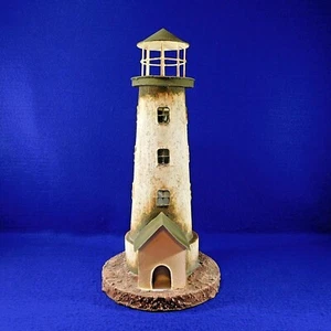 Faro de lata grande pintado con soporte para velas de 15" decoración de playa - Imagen 1 de 11