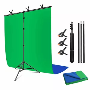 2 in 1 Collapsible Blue & Green Screen Backdrop + T-Shaped Background Stand Kit - Picture 1 of 10