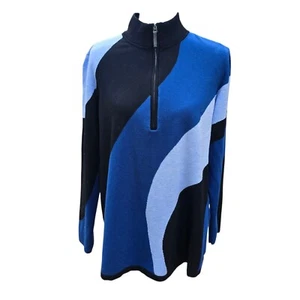 Chico's Pullover Sweater Abstract Print 1/4 Zip Cashmere Blend XL - Imagen 1 de 10