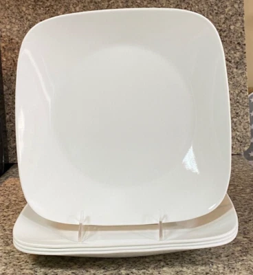 Corelle~Pure White~10½" Dinner Plates~Square~Four - Image 1 of 2