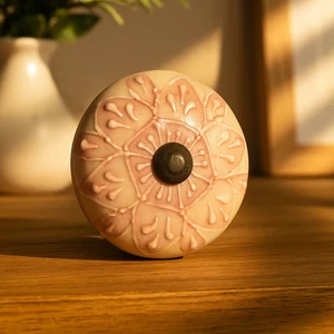 Hellrosa geprägte Blume stilvoller Knopf für Büro Türgriff Schublade Zug - Bild 1 von 4