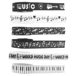  6 Rolls Music Note Ribbon Flower Packaging Ribands Hair Bows Ribbons - Picture 1 of 12