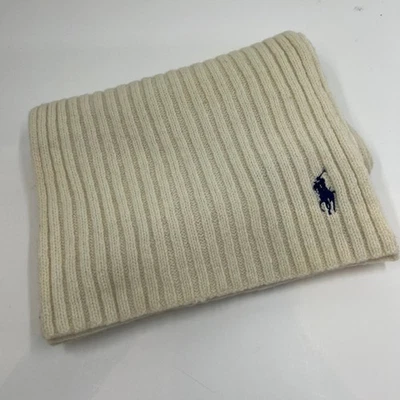 Polo Ralph Lauren Unisex Crema Acanalado Lana Bufanda Polo Jugador Logo De Colección Nuevo Con Etiquetas Foto 1 de 3