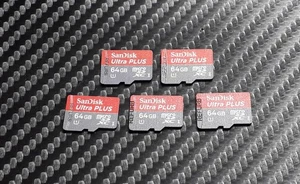 X5 SanDisk Ultra Plus 64GB micro SD Card Memory JobLot SDXC Cards Five Pieces - Picture 1 of 3