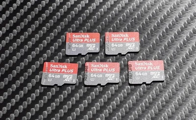 X5 SanDisk Ultra Plus 64GB micro SD Card Memory Job Lot SDXC Cards Five Pieces - Image 1 of 3