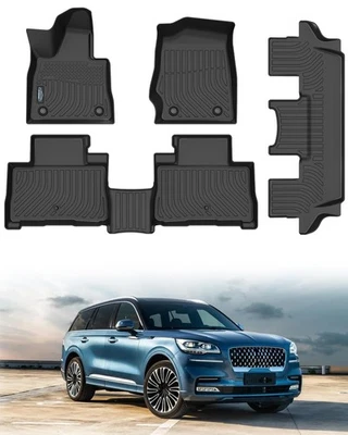 2020-2025 Lincoln Aviator Floor Mats 6-Seat All Weather TPE Rubber Liners Set - Изображение 1 из 4