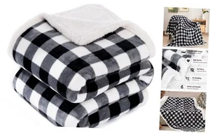 Sherpa Fleece Flannel Throw Blanket, Super Soft Warm Buffalo Plaid Plush - Picture 1 of 8