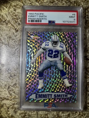 1992 PACIFIC PRISM INSERTS #6 EMMITT SMITH COWBOYS HOF PSA 9 - Image 1 of 3