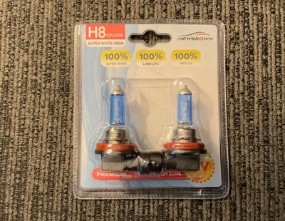 NEWBROWN H8 12v35w super white 5000k standard halogen headlight twin pack bulbs - Image 1 of 2