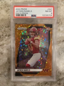 2024 Panini Orange Disco Prizm #347 Jayden Daniels RC Rookie PSA 8 casi nuevo Commanders - Imagen 1 de 2