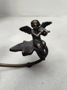 Angel Table Lamp w/ Cast Metal Base Cherub Playing Violin 6.25" WORKS Corded - Picture 1 of 7