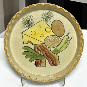 Vintage C.E. Springer Quiche Dish Platter 12" Shallow Ceramic 1970s Cheese Bacon - Picture 1 of 9