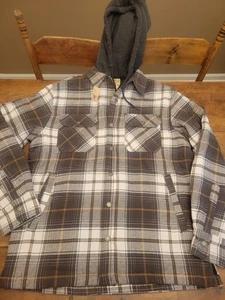 RedHead Bull Creek Hooded Flannel Shirt Jacket Men's Large Plaid Brown NWT  - Picture 1 of 10