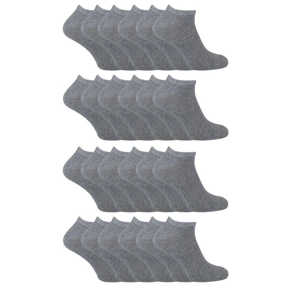 24 Pack Multipack Kids Cotton Trainer Socks for Boys & Girls - Image 1 of 1