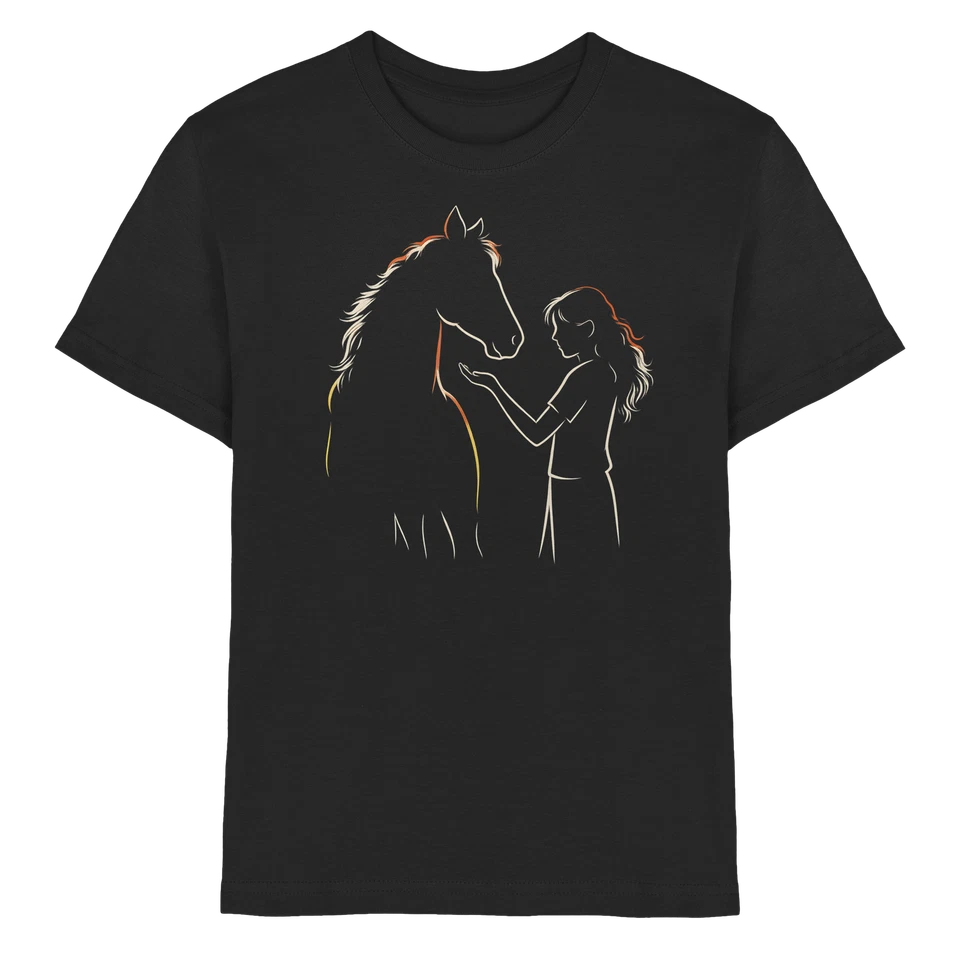 BINYA Pferd und Mädchen Kinder T-Shirt – Süßes Pferdemotiv für Reiten & Stall Geschenk
