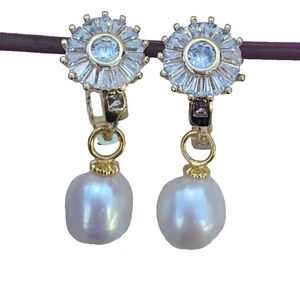 Par clásico de pendientes colgantes/de gotas naturales 9,5-12 mm AAA+ perlas blancas del Mar del Sur - Imagen 1 de 10