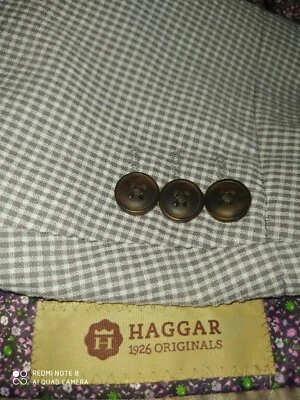 Nuevo Abrigo Blazer Chaqueta 46L Haggar Marrón Cuadros Guinga Algodón Seersucker Deportivo Foto 1 de 4