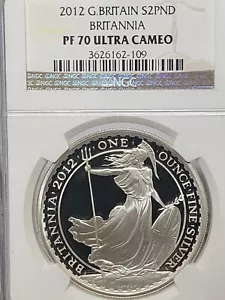 2012 Great Britain Britannia £2 Silver 1oz NGC PF70 UC - Picture 1 of 2