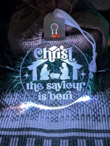 Christ the Saviour is Born Christmas Bauble LED Light Hanging Tree Decoration - Picture 1 of 9