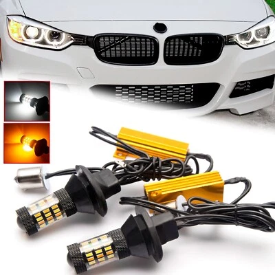 1156 BA15S Switchback LED Turn Signal / DRL Amber White Color Light Bulb For BMW - Image 1 of 4