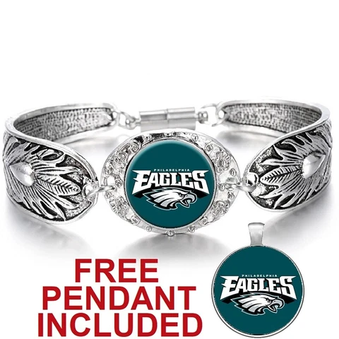 Philadelphia Eagles Women's Sterling Silver Bracelet Football Gift w Gift Pkg D3 Cover