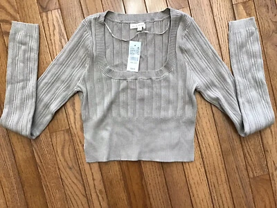 Новый LA сердца Pacsun серо-коричневый ребристый укороченный длинным рукавом рубашка маленький хлопок смесь - Изображение 1 из 4