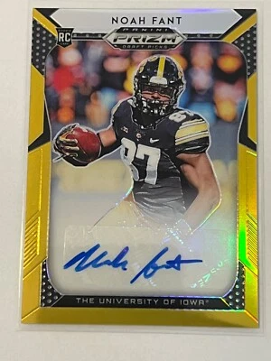 2019 Panini Prizm Draft Picks Noah Fant Gold Rookie Auto /10 Iowa #129 - Image 1 of 4