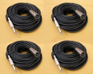 4 x 50Ft XLR 3-Pin Male to 1/4" Mono Plug Mic Microphone Audio Cord Cable 50' Ft - Picture 1 of 1