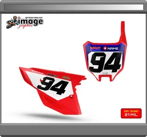 HONDA CRF450r 2021-23 MATRÍCULAS GRÁFICOS Set LOOK DE EQUIPO CON LOGOTIPO - Imagen 1 de 2
