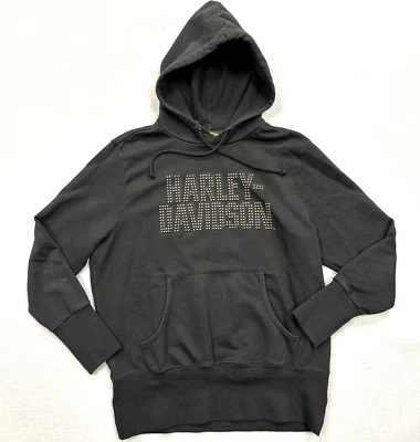 Harley Davidson Motorcycle Studded Hoodie Sweatshirt HD Womens Size Small Black - Image 1 of 4