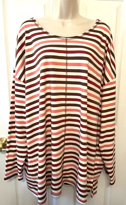 Blair 女式束腰上衣大码 2X 条纹长袖套衫上衣 — 第 1/4 张图片