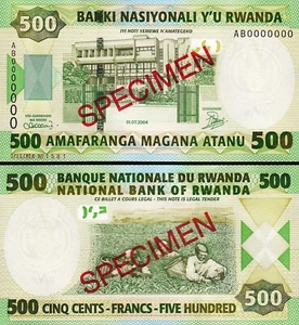 Ruanda 500 Francs 2004, UNC, SPECIMEN, AB 0000000, P-30s - Bild 1 von 3