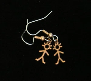 Stick Person Earring Copper Stick People First Drawings of People Simple Drawing - Picture 1 of 5