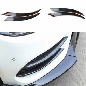 Benz C-Class ABS Carbon Fiber Front Bumper Lip Spoiler Fins Canards For 2015-18 - Picture 1 of 9