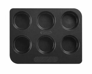 Pyrex Magic Muffin Tray 6 Cup Carbon Steel Non Stick - Black - Picture 1 of 3