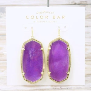 NWOT Kendra Scott Danielle Purple Mica Drop earring Gold Tone - Picture 1 of 6