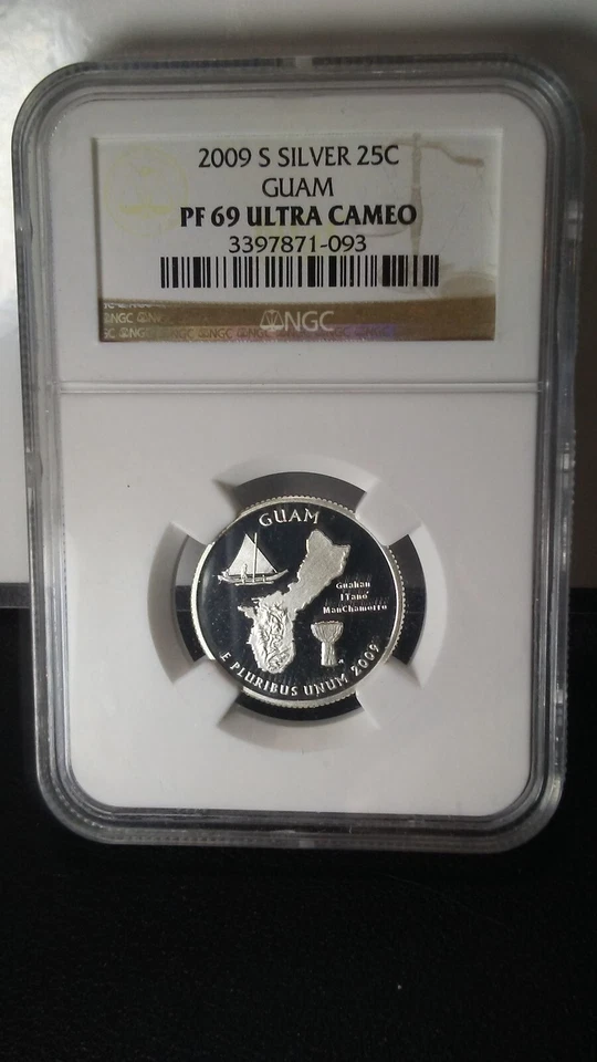 2009-S Silver 25C Guam NGC PF69 Ultra Cameo - Image 1 of 2