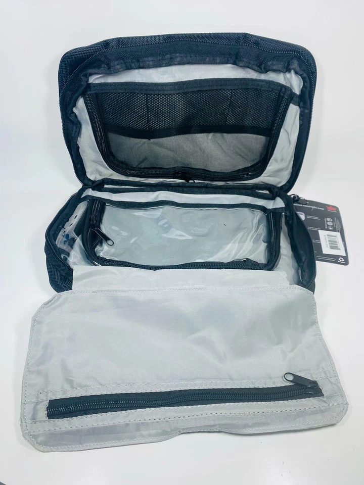 Estuche de viaje para artículos de tocador colgante 3 secciones negro/gris Foto 1 de 4