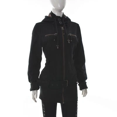 Chaqueta parka con capucha para mujer Khujo con cinturón calentada invierno abrigo al aire libre negra grande Foto 1 de 4