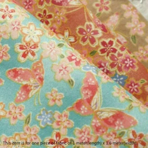 Floral Butterfly Print Pure Cotton Fabric Japanese DIY Craft Cloth 100*160CM - Picture 1 of 14