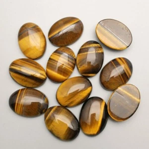 25x18mm 20 piezas Piedra Ojo de Tigre Natural Cuentas Ovaladas CABUJÓN Joyería Sin Agujeros - Imagen 1 de 5