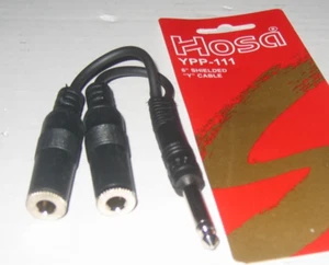 HOSA 1/4 MALE 2 FEMALE JACKS Y CABLE ADAPTER CORD MONO GUITAR BASS AMP KEYBOARD - Picture 1 of 7
