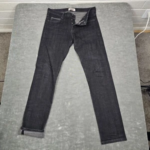 Pantalones de mezclilla Naked And Famous Selvage para hombre 32x32 ajustados rectos negros crudos 32,5" entrepierna - Imagen 1 de 8
