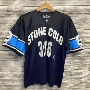 Vintage WWF Stone Cold Shirt Mens XL Black Trinity WWE Wrestling Football Jersey - Picture 1 of 10