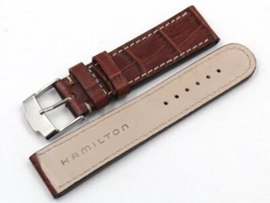 Hamilton Cinturino Stampa Coccodrillo Marrone Misure 22mm/20mm Fibbia Acciaio - Imagen 1 de 3