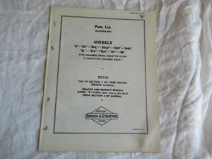 Briggs & Stratton B BH BHL BHLP BP BR BL engine parts list manual catalog - Picture 1 of 6